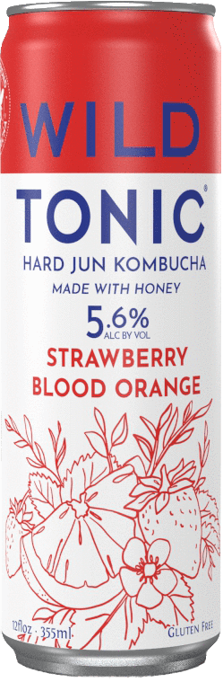 Wild Tonic Strawberry Blood Orange Hard Jun Kombucha 12 oz Can
